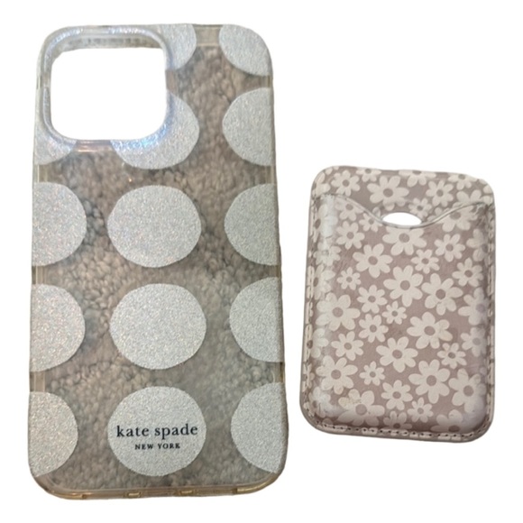 Kate Spade Silver Polka Dot Phone Case 14 pro max - Picture 1 of 2